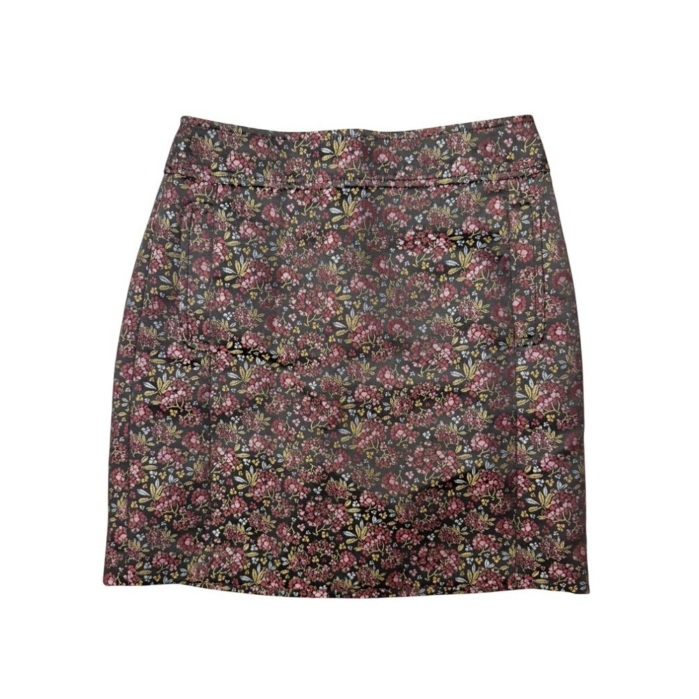 Vintage Y2K Loft Ann Taylor Floral Brocade Mini Skirt Women's 00P Retro Office